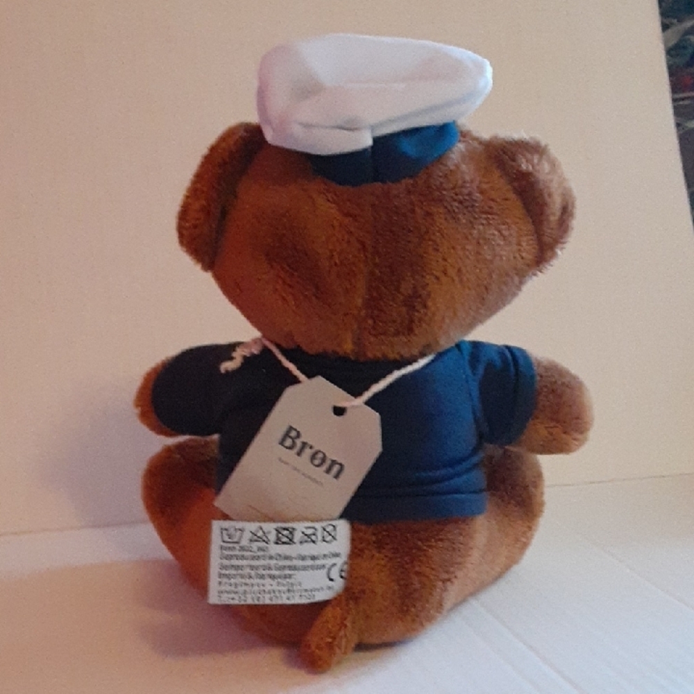 Bron MS Emerald Sailor Plush Teddy Bear - Brown and Blue - Picture 4 of 9